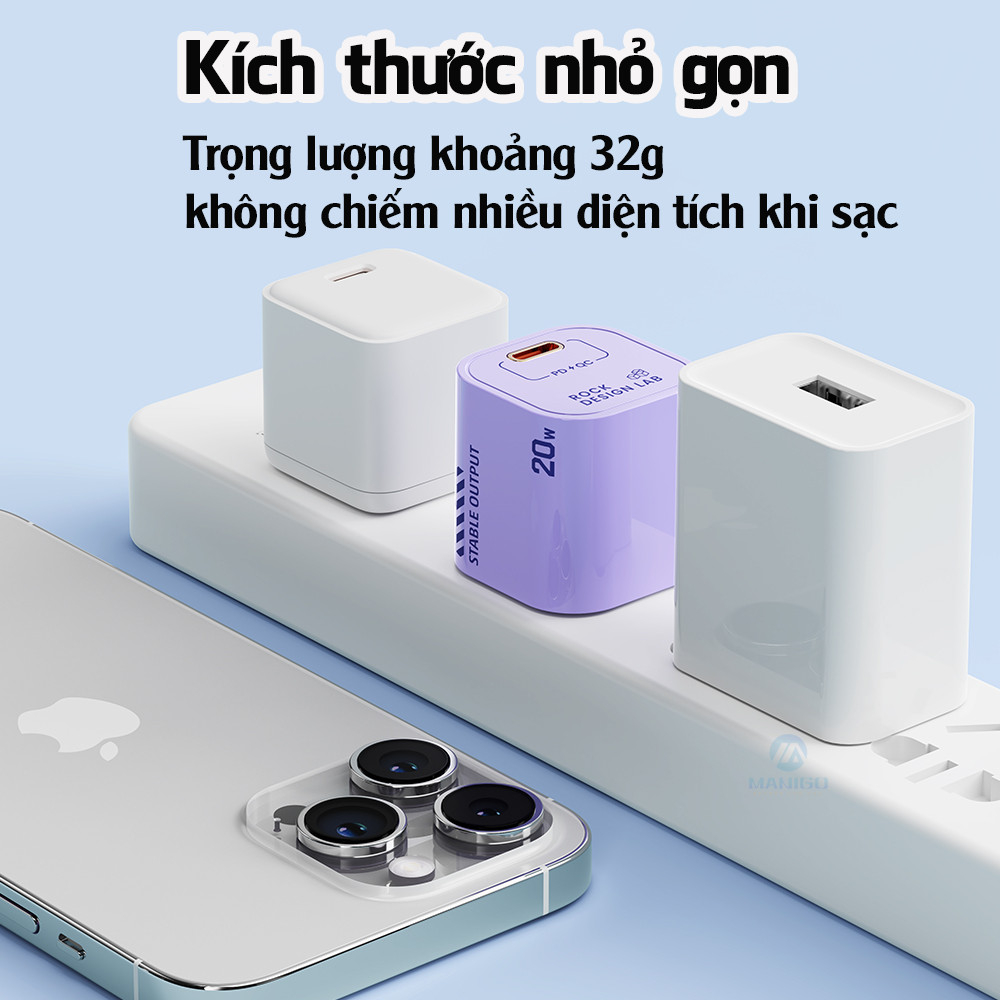 Củ sạc nhanh ip chuẩn PD 20W Rockspace T86 ổn định không nóng hàng chính hãng bảo hành 12 tháng bảo hành 1 đổi 1