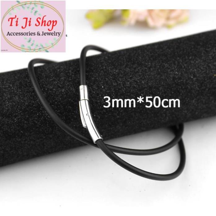 DÂY CHUYỀN CAO SU ĐEN LY KHÓA INOX VIP DN - chọn chiều dài theo yêu cầu