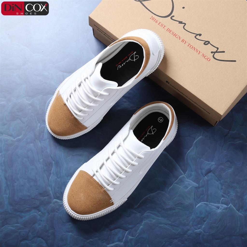 Giày Sneaker Da Nam DINCOX D07 Tinh Tế Hiện Đại White/Tan