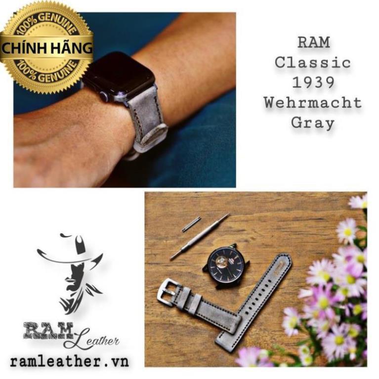 DÂY ĐỒNG HỒ DA BÒ XÁM QUÂN PHỤC ĐỨC - RAM 1939 CHÍNH HÃNG