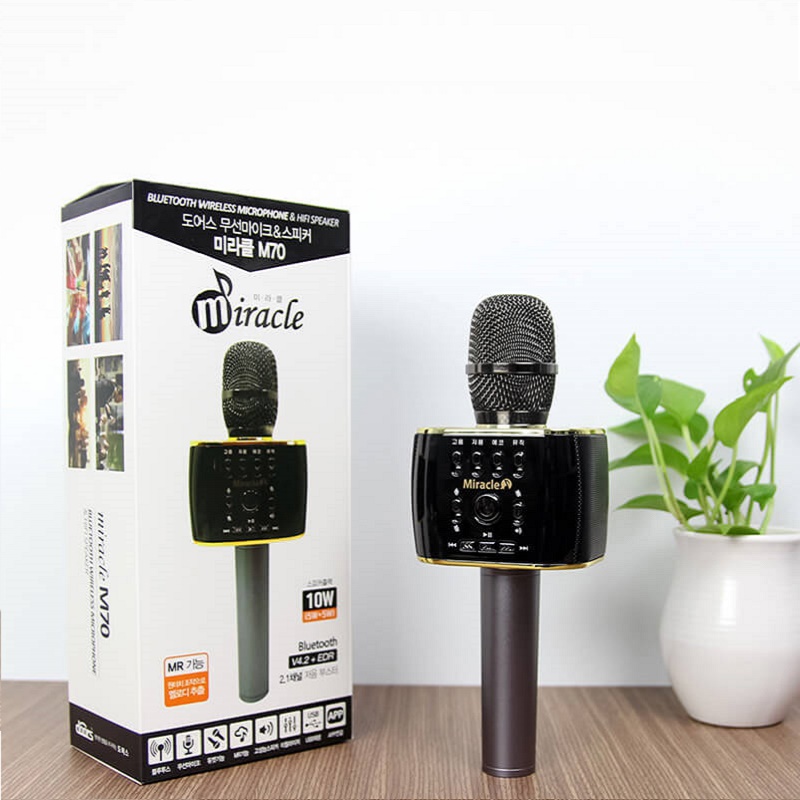 MICRO KARAOKE BLUETOOTH HÀN QUỐC MIRACLE M70 ,Hát trên nền nhạc ca sỹ trình bày, kết nối 2 micro M70 trên cùng một điện thoại để song ca - Hàng Chính Hãng