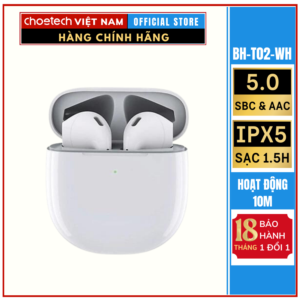 Tai nghe Bluetooth Choetech BH-T02 True Wireless (Hàng chính hãng)