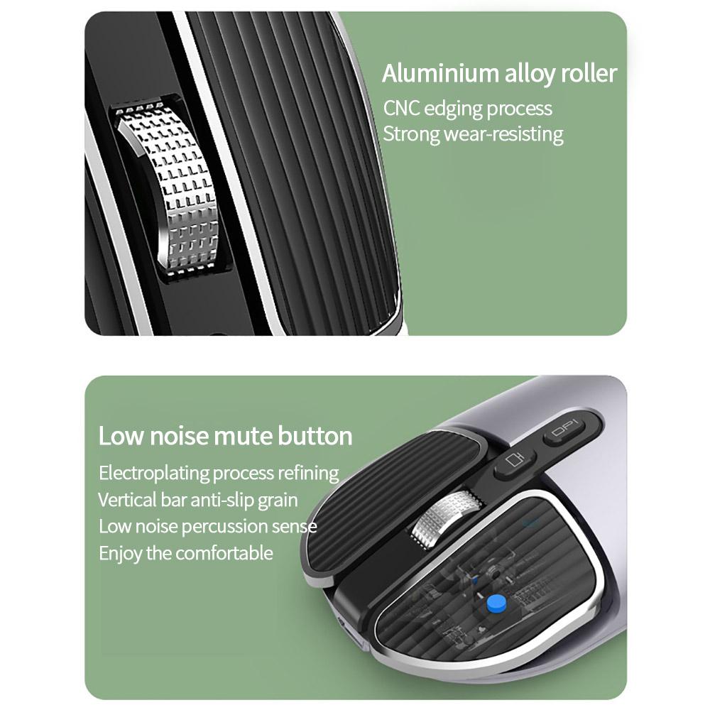 Mới Nhất Bluetooth Thời Trang Chuột Không Dây Chơi Game KOK WiFi Bluetooth 5.1 & 2.4G Quang Kim Loại Chuột Di Động