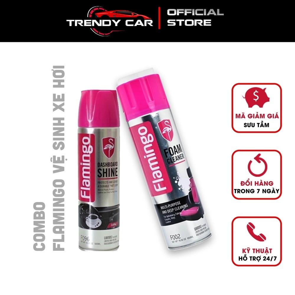 Combo 2 Chai Xịt Tẩy Vệ Sinh &amp; Dưỡng Bóng Nội Thất Ô Tô Flamingo F002 và F096 vệ sinh ghế da và làm sạch Sofa