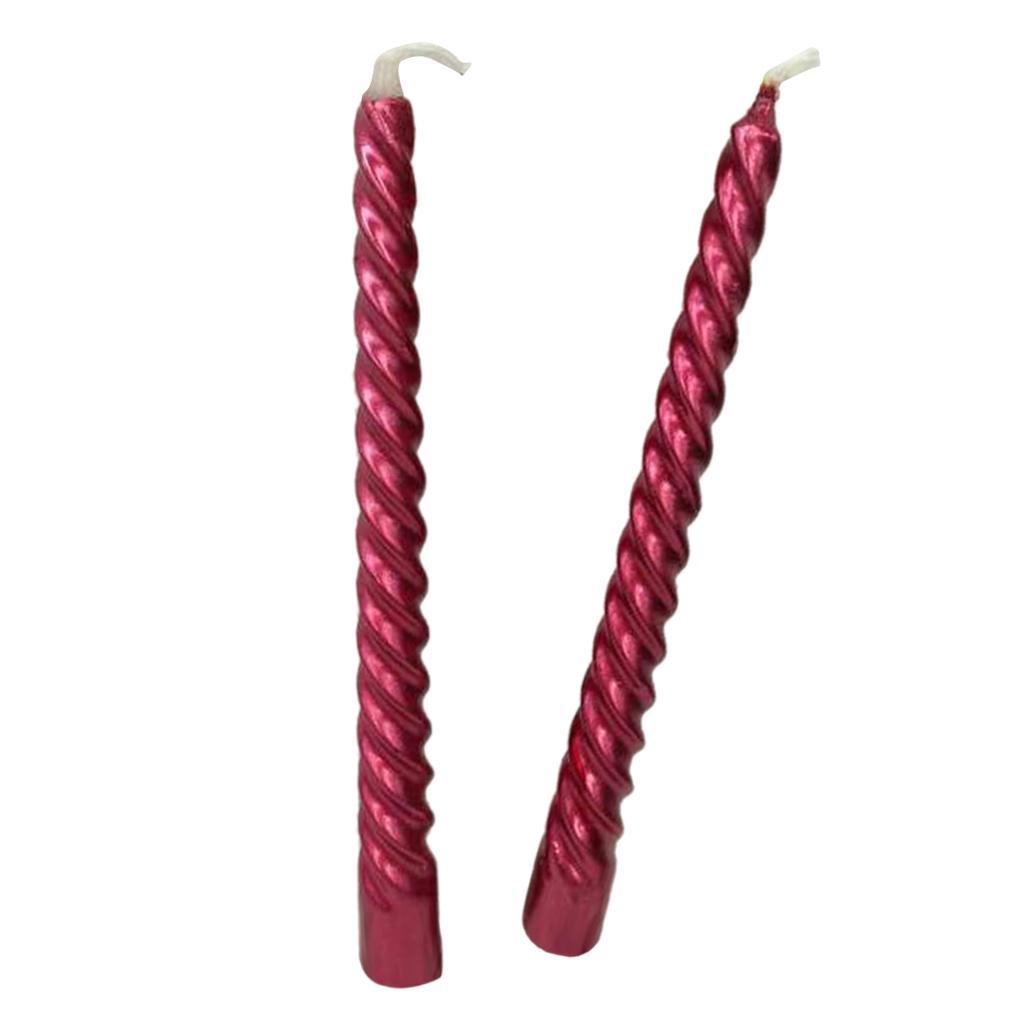 2X 2pcs Taper Twisted Smokeless Dinner Table Wedding Party Spiral Candles Red