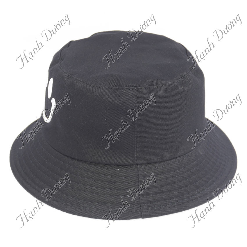 Mũ tai bèo nam nữ thêu mặt cười dễ thương, vành rộng chống nắng tốt, chất liệu vải mềm mại