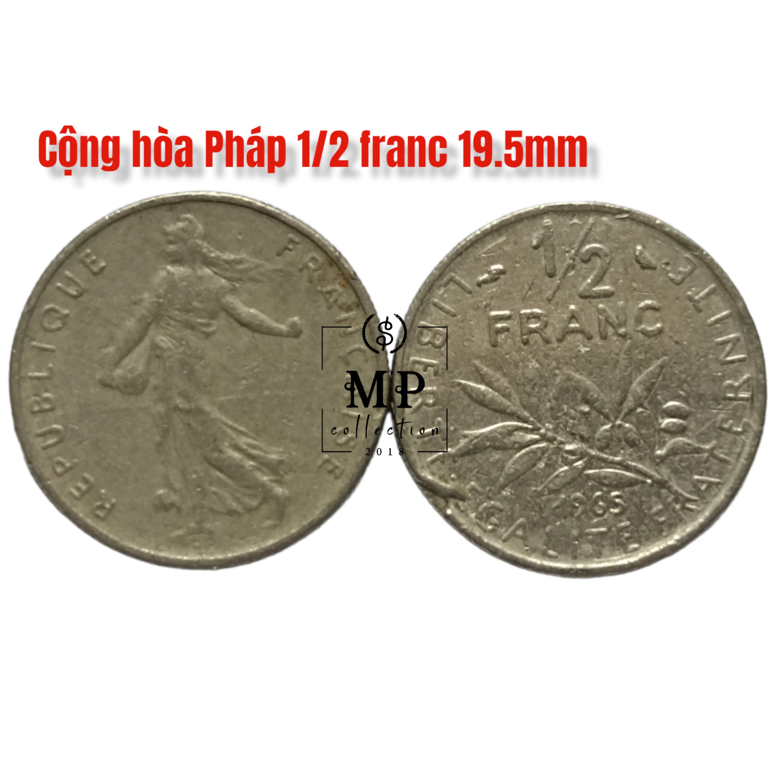 Đồng Xu Cộng hòa Pháp 1/2 franc 19.5mm
