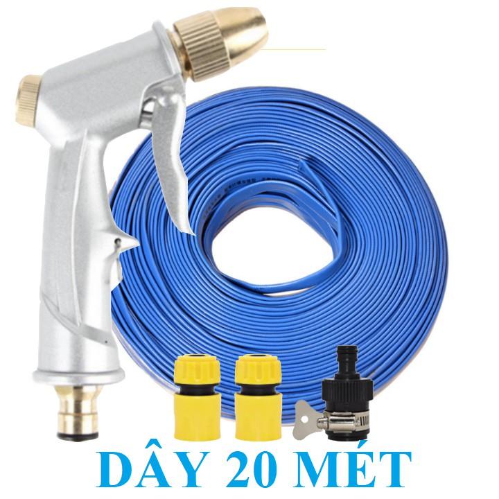 Bộ dây vòi xịt nước rửa xe, tưới cây . tăng áp 3 lần, loại 20m 206701 đầu đồng, cút, nối đen