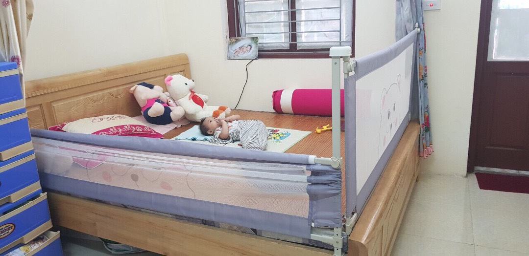 Bộ 2 thanh chắn giường mẫu gấu xám đủ kích thước