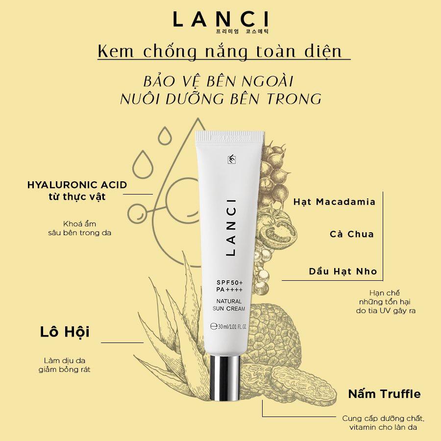 Kem Chống Nắng Hàn Quốc LANCI Dưỡng Ẩm Dưỡng Da Trắng Sáng Natural SunCream 50ML