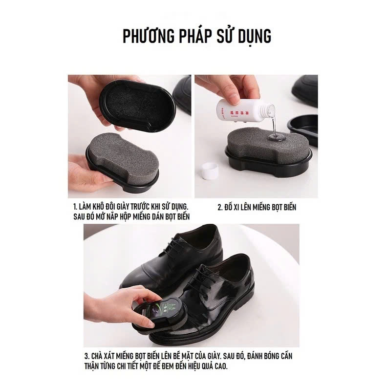 Set dụng cụ làm sạch giày - Xi mút + sáp đánh bóng giày , dép , túi xách ,cặp ,bằng da , thiết kế nhỏ gọn vô cùng tiện lợi