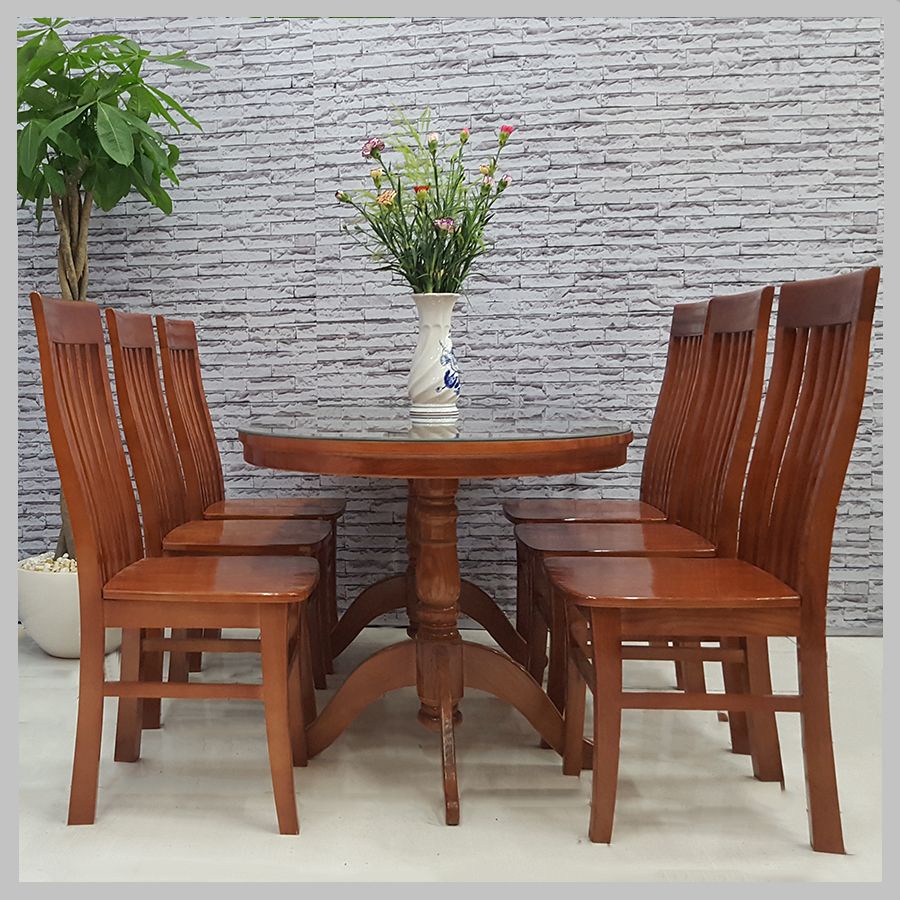 Bộ bàn ăn hình bầu dục 6 ghế màu cánh dán