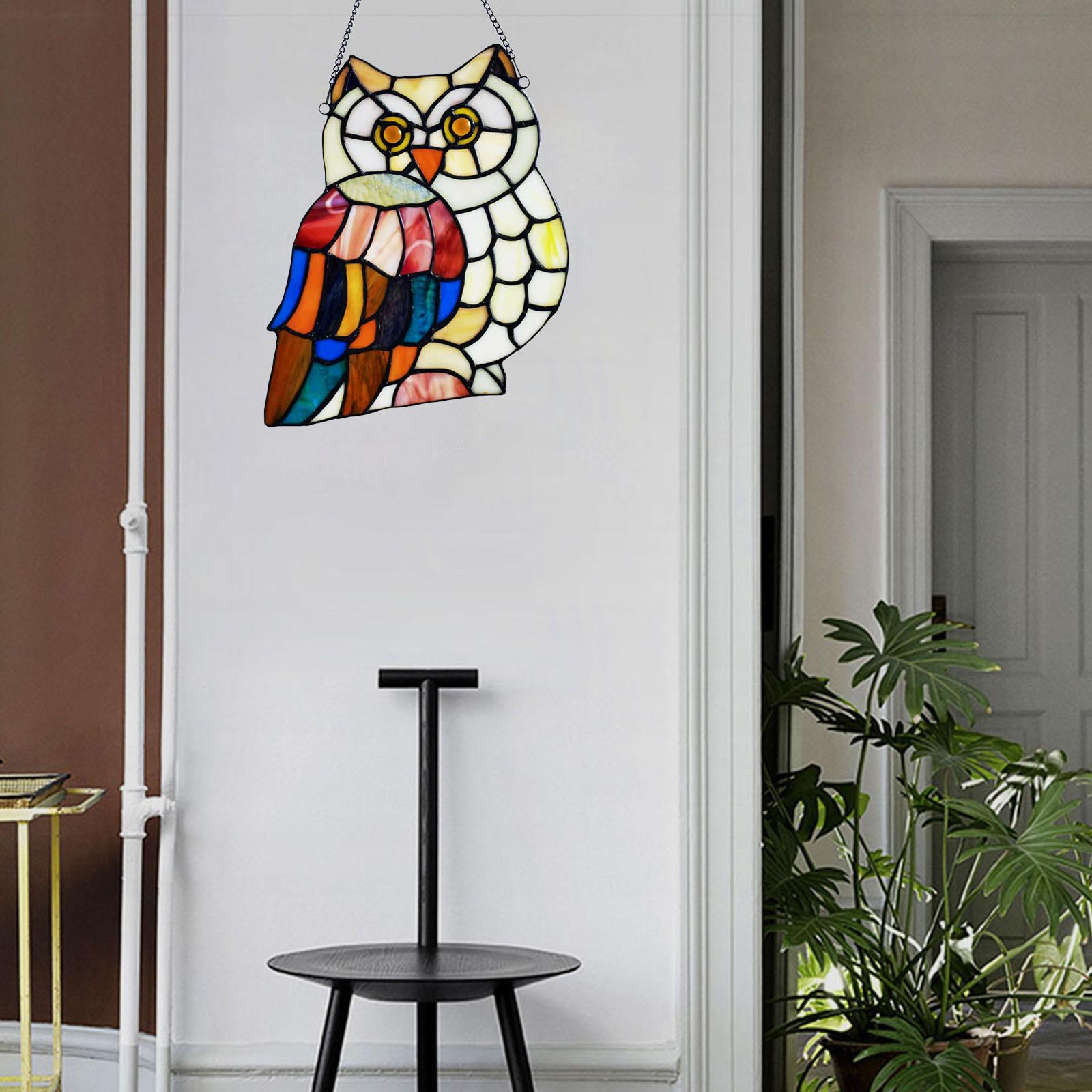 Stained Window Hangings Panel with Chain Owl for window and