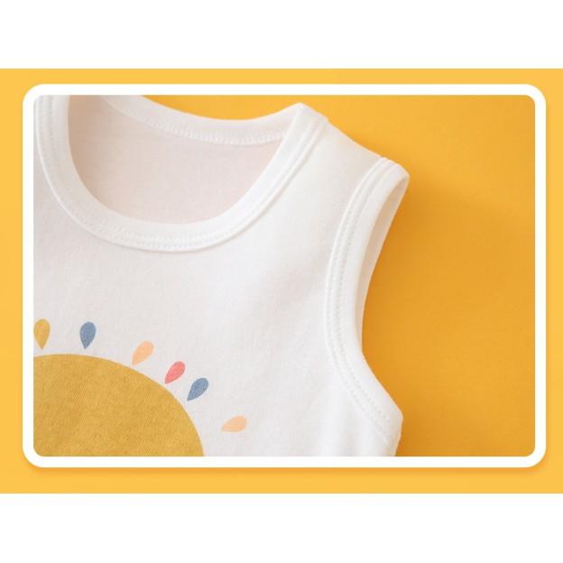 Áo Ba Lỗ Cho Bé Trai Bé Gái Chất Cotton Thoáng Mát Hoạ Tiết Ngộ Nghĩnh Đáng Yêu