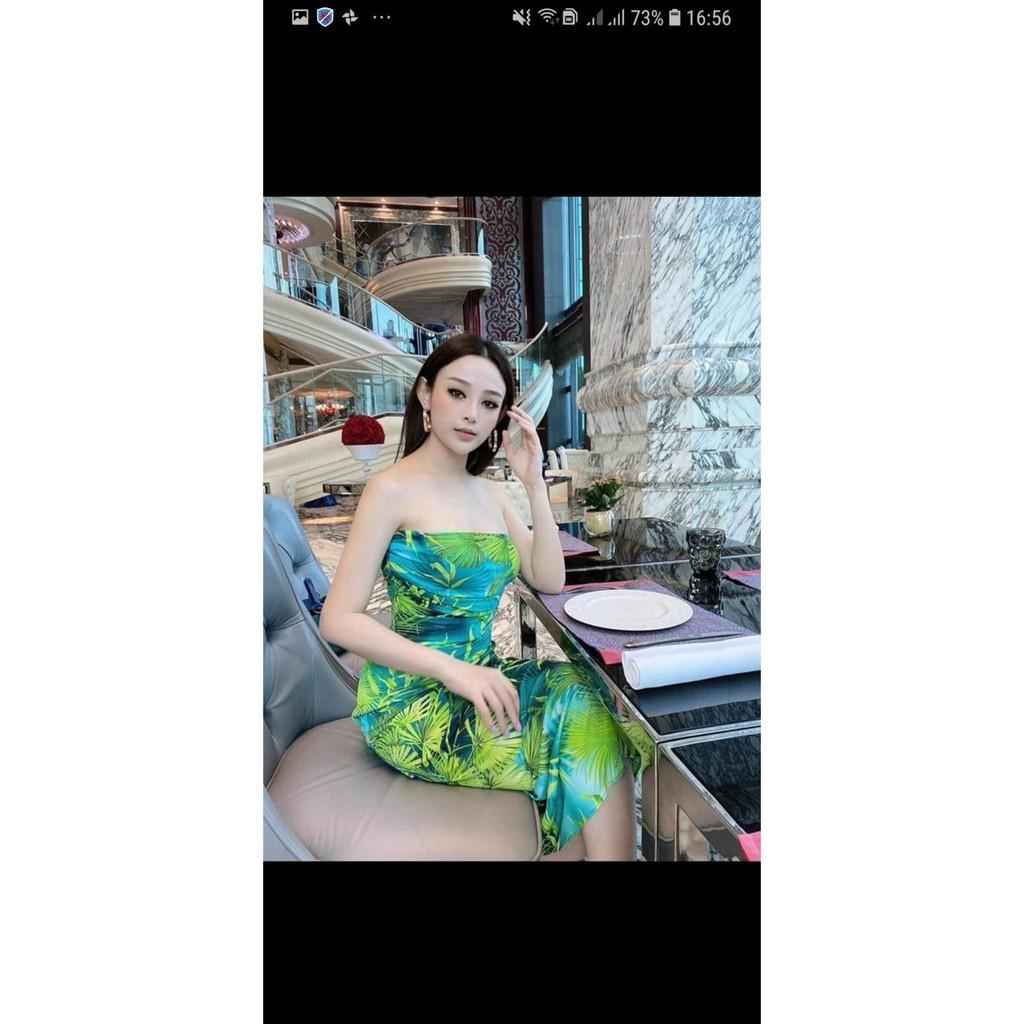 TBO-Vide ảnh thật Đầm body họa tiết cúp ngực siêu sexy, có mút ngực ôm body xanh đen hoa lá cành