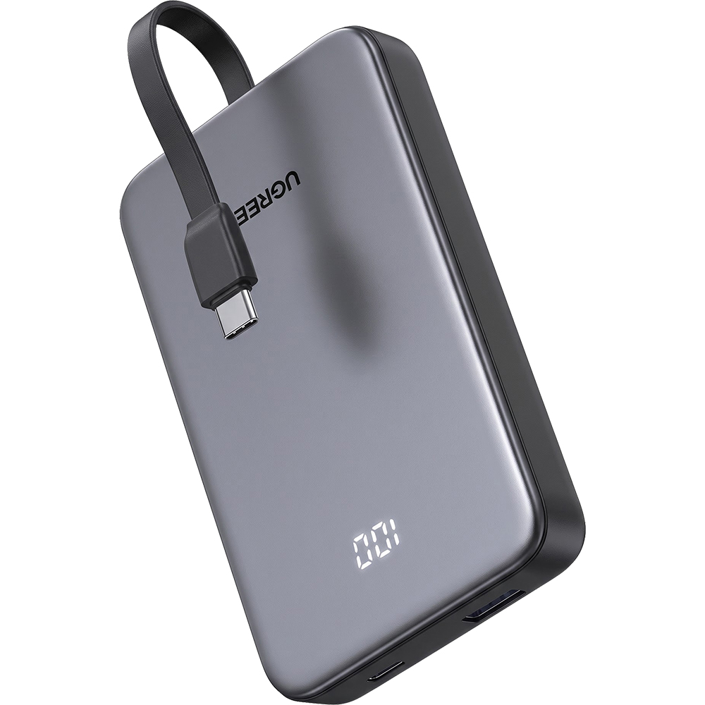 Sạc dự phòng Ugreen Power Bank Built-In Cable 1USB 1Type-C 20W 10000mAh PB526 75161B - Hàng chính hãng