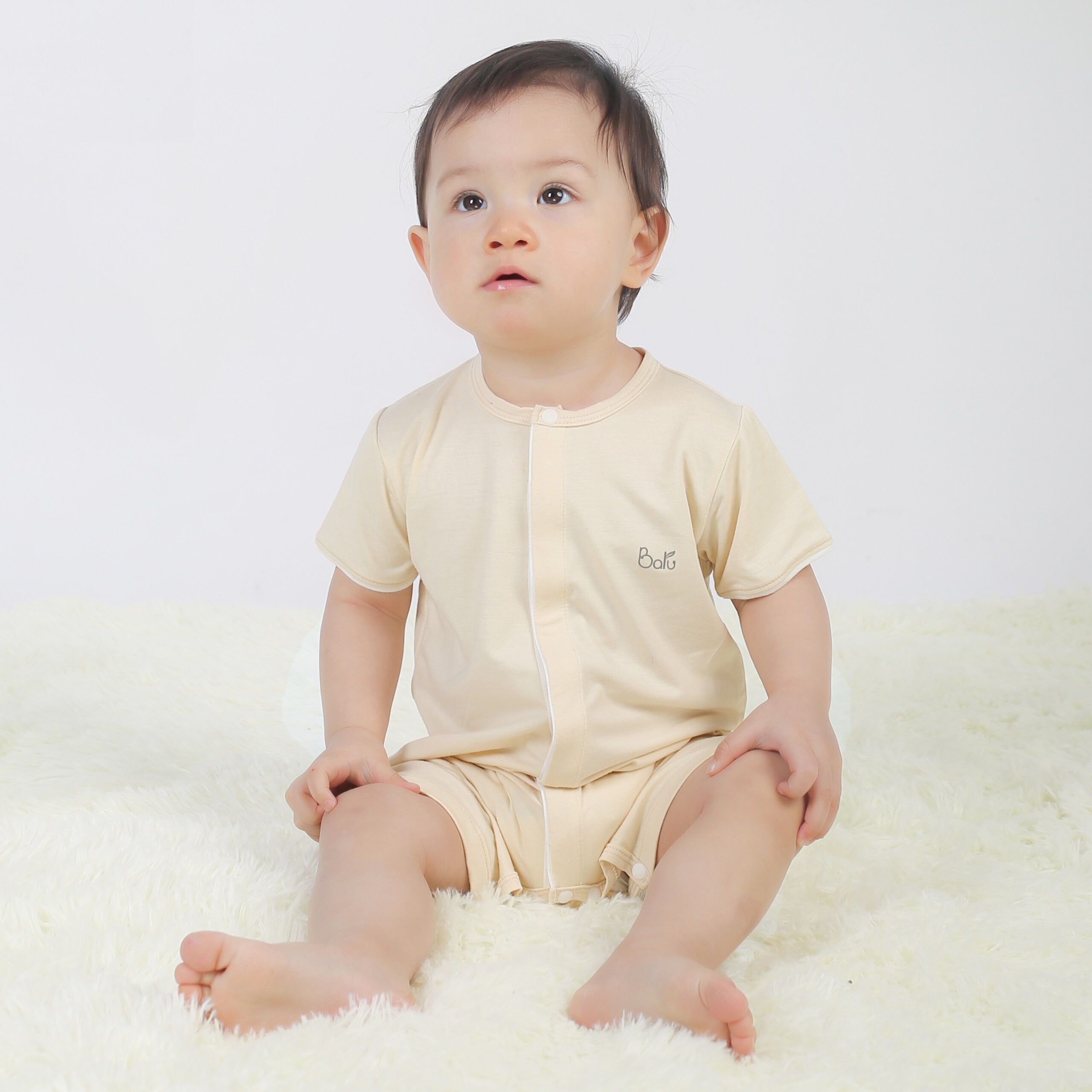 Bộ cộc tay  BARU cài giữa kèm cúc bấm giữa chất liệu cotton siêu mát cho bé ( 0-12m )