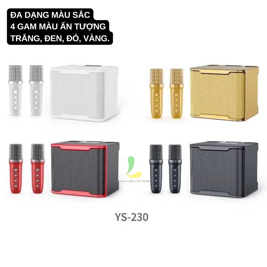 Loa Bluetooth Karaoke Su-Yosd YS230 - Loa xách tay mini YS-230 chất liệu nhựa ABS cao cấp, công suất 20W kèm 2 micro không dây - Hàng nhập khẩu