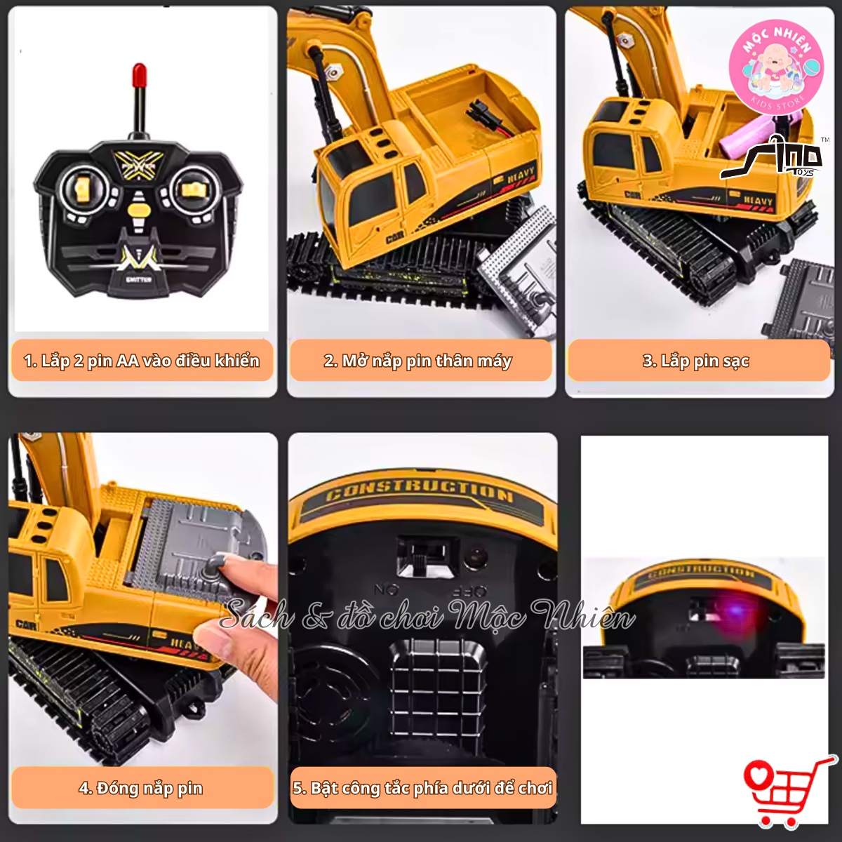 Đồ Chơi Xe Điều Khiển Tỷ Lệ 1:24 - Xe Máy Xúc 2 (Có Đèn) - SINO QH25-01