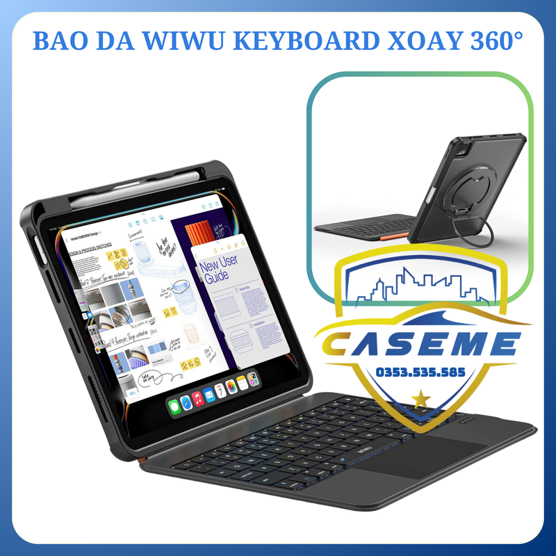 Bao da bàn phím Wi WU MK-007 Pro 360° – Touchpad thông minh, bàn phím cắt kéo, dành cho iPad Pro/Air 11” &amp; 10.9” (2024/2025) - Hàng Chính Hãng