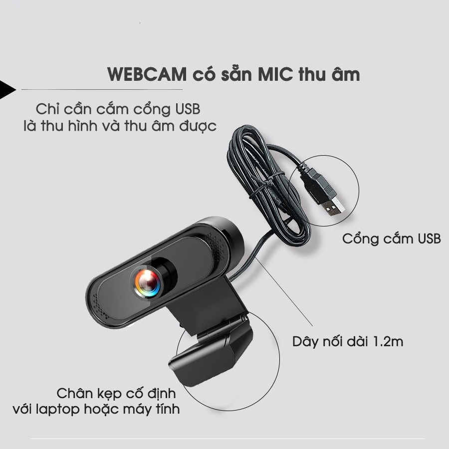 Webcam máy tính QUAY CHỮ CỰC NÉT FullHD 1080P 720P rõ nét - Thu hình cho máy tính, pc, TV, để bàn - Rõ nét - Chân thực, Tích hợp MIC chống ồn, thu âm khoảng 5 đến 8m - Hàng chính hãng