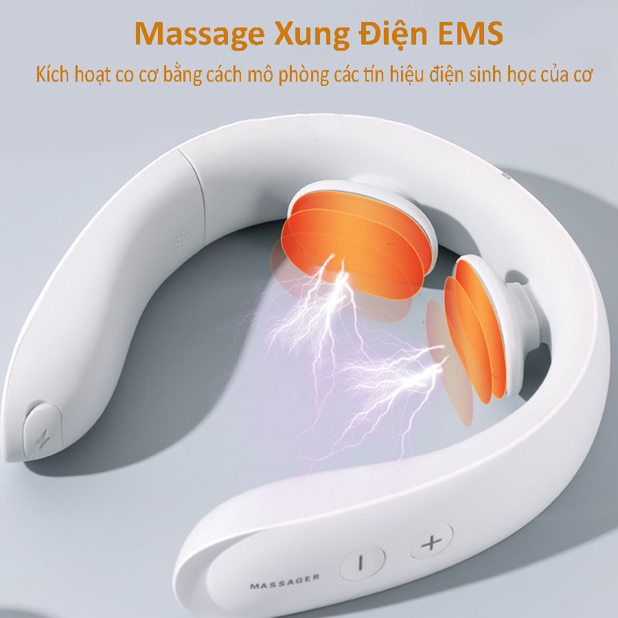 Máy Massage Cổ VISPO VP-CV23 sử dụng công nghệ EMS tiên tiến và nhiệt ấm giúp thư giãn, giảm nhức mỏi cổ
