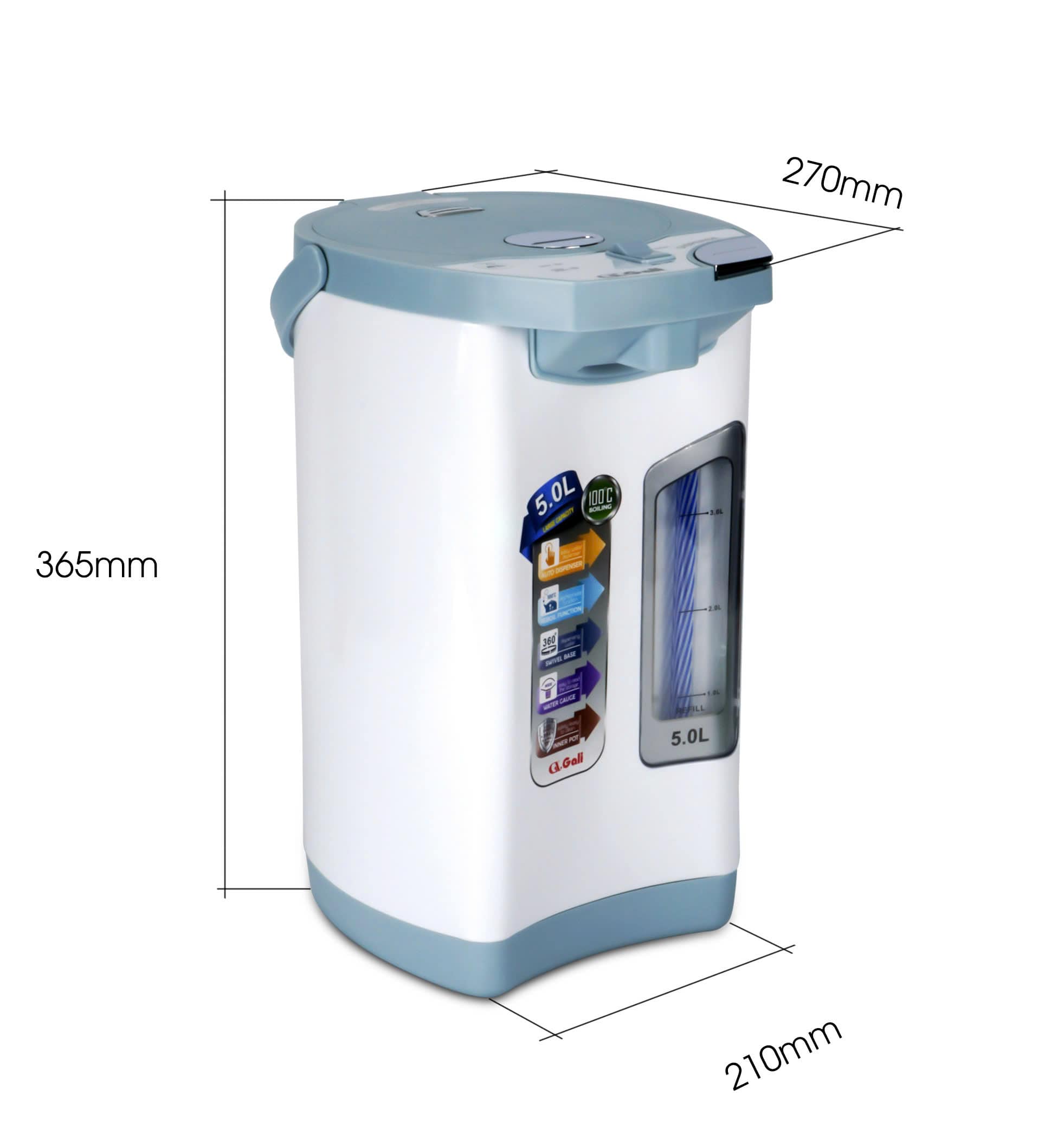 Bình Thuỷ Điện Gali GL-5050A Dung tích 5L nhỏ gọn, Thân bằng nhựa nguyên sinh cao cấp, lòng trong bằng Inox 304 dày chất lượng. Hàng chính hãng chất lượng cao bảo hành 24 tháng.