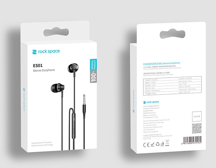 Tai Nghe Nhét Tai Có Dây Rockspace ES01 Stereo Earphone - Hàng Chính Hãng