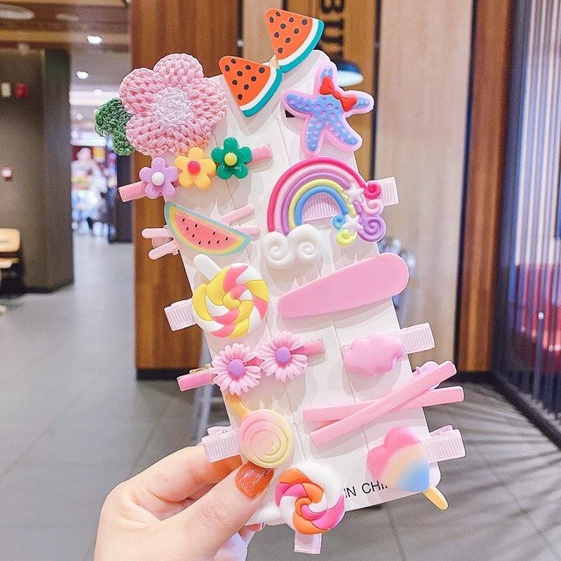 Set 14 kẹp tóc mái nhiều màu dễ thương cho bạn gái