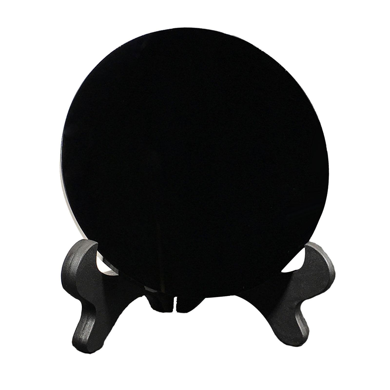 Obsidian Stone Disc Obsidian Pocket Scrying Mirror Crafts Home Desk Decor Augury Meditation Round Plate Flat Disk Circle Disc