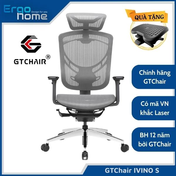 Ghế xoay văn phòng GTCHAIR IVINO M thiết kế công thái học giảm đau mỏi lưng, lưới thoáng mát - Ergohome phân phối chính hãng BH 12 năm