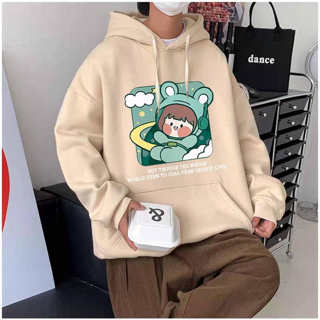 Hình ảnh Áo hoodie nam nữ nỉ ngoại ulzzang unisex cặp đôi hàn quốc dày mịn chống nắng in hình phi hành gia