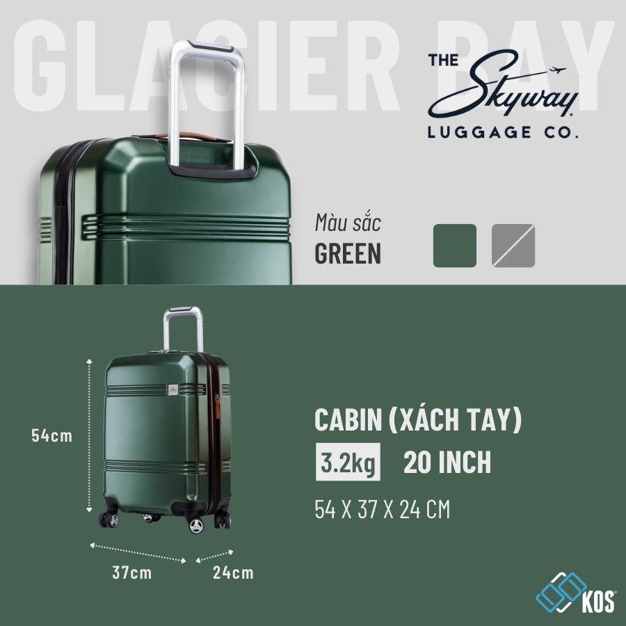 [COMBO 2 VALI] Vali SKYWAY GLACIER Size 20/24, Thương Hiệu Mỹ, 1 Đổi 1 Bể Vỡ - Green