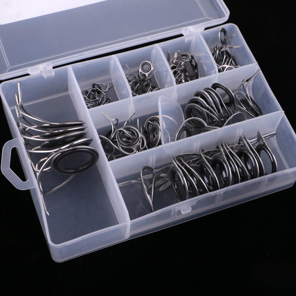 75x Stainless Steel Fishing Rod Guide Ring Rod Repair Kit DIY Tip Ring