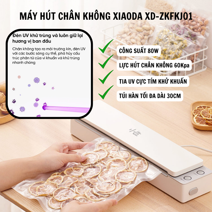 Máy hút chân không hàn miệng túi Sothing Xiaoda XD-ZKFKJ01 đèn LED UV diệt khuẩn, chiều rộng miếng túi hàn tới 30cm- Hàng chính hãng