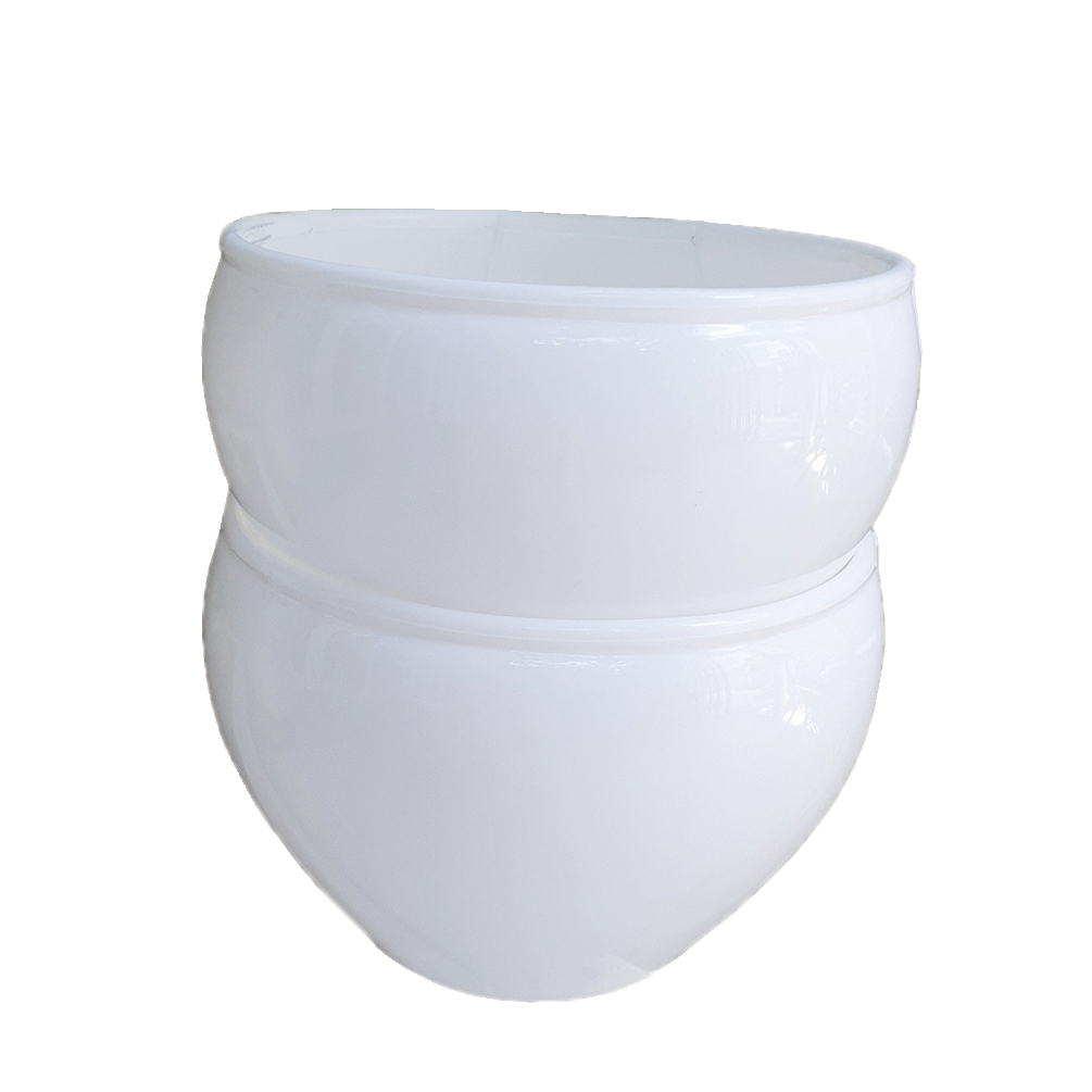 Bộ 2 chậu hoa nhựa lan bầu màu trắng 20x14cm