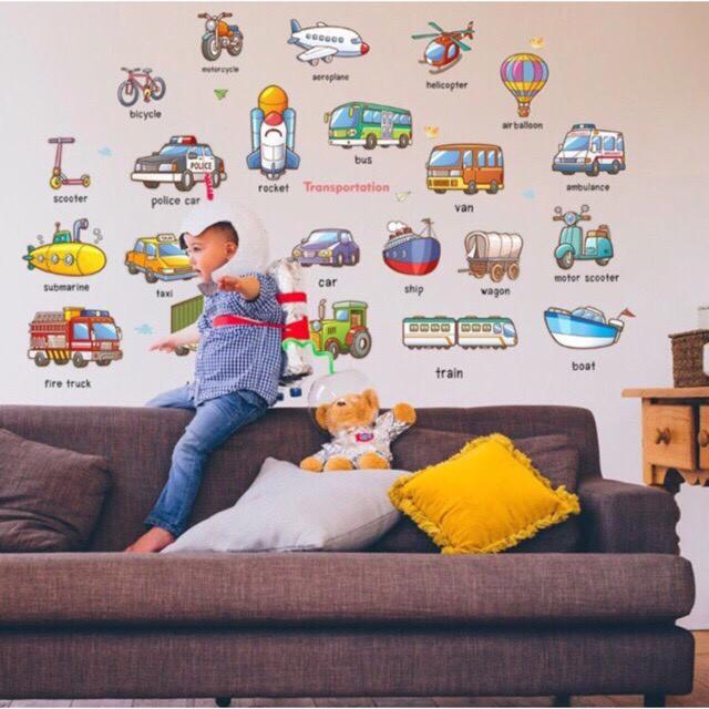 Decal dán tường phương tiện giao thông cho bé 60X90 cm