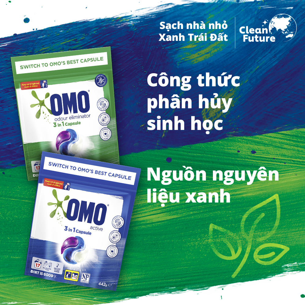 Combo 3 Túi Viên Giặt Quần Áo Omo Cho Máy Giặt Cửa Trước Và Cửa Trên Công Nghệ Anh Quốc 17 Viên