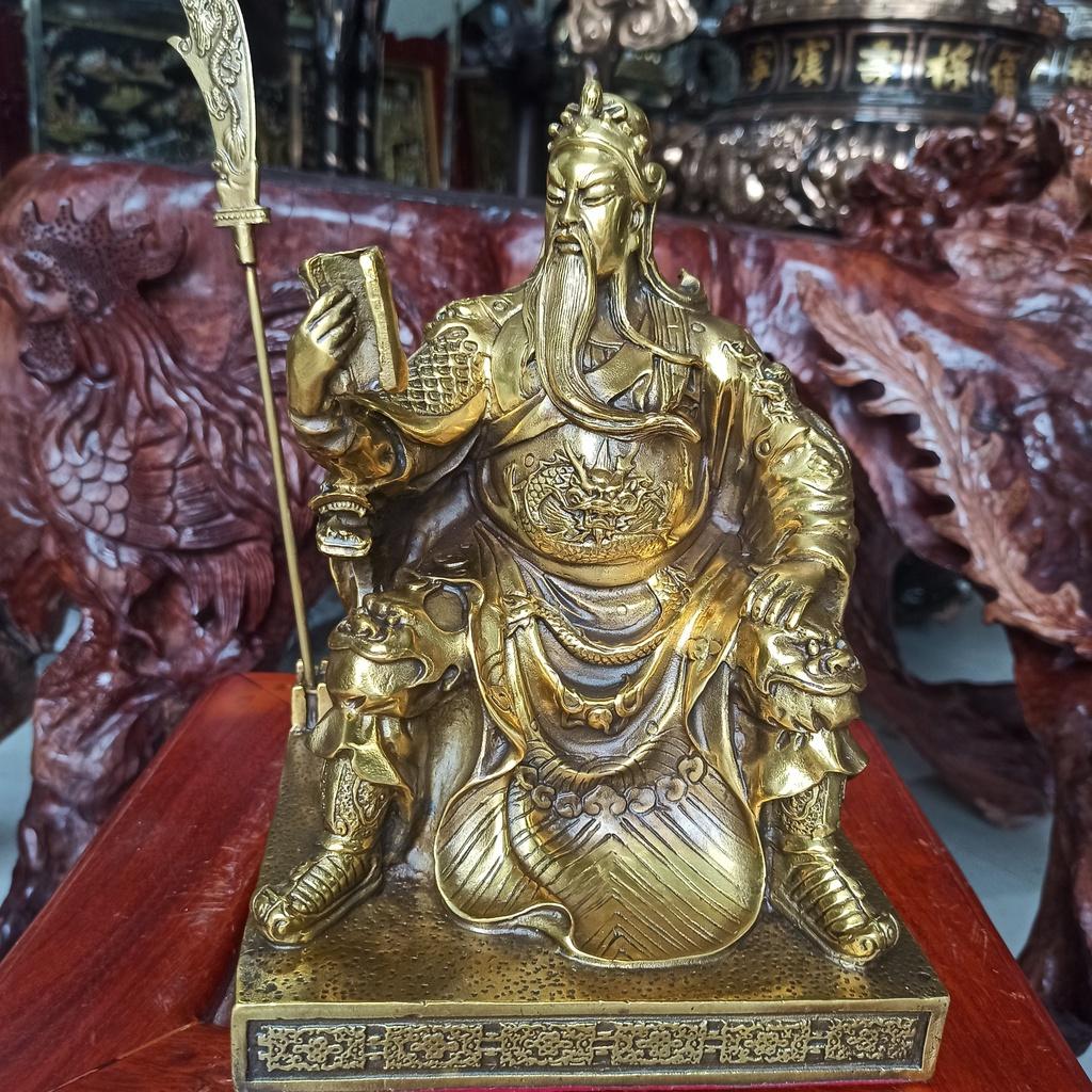 Tượng Quan Công Đọc Sách Bằng Đồng Bày Bàn hóa sát tiểu nhân, Tượng Quan Vân Trường,Nhị Ca bằng đồng