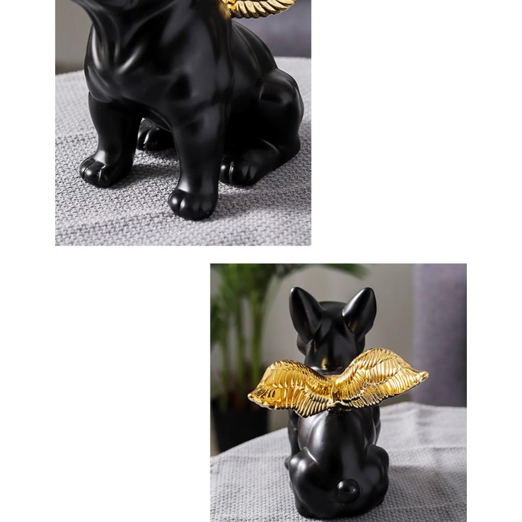 Tượng chú chó thiên thần mang tài lộc Angle Black Bull