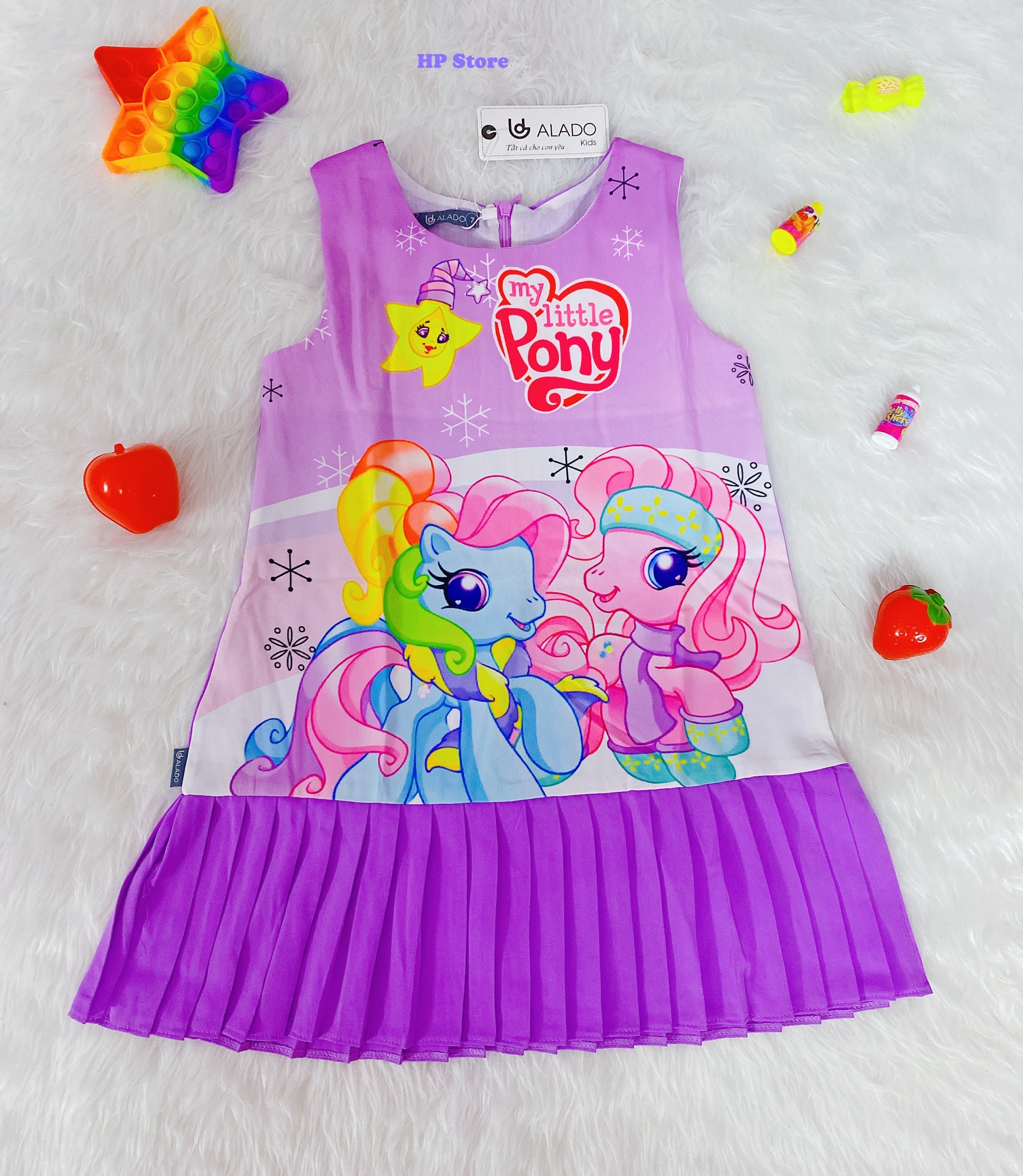 Đầm Bé Gái  Size 8-24Kg, 9 Tháng Đến 6,5 Tuổi Công Chúa Ngựa Pony Tím ALADO