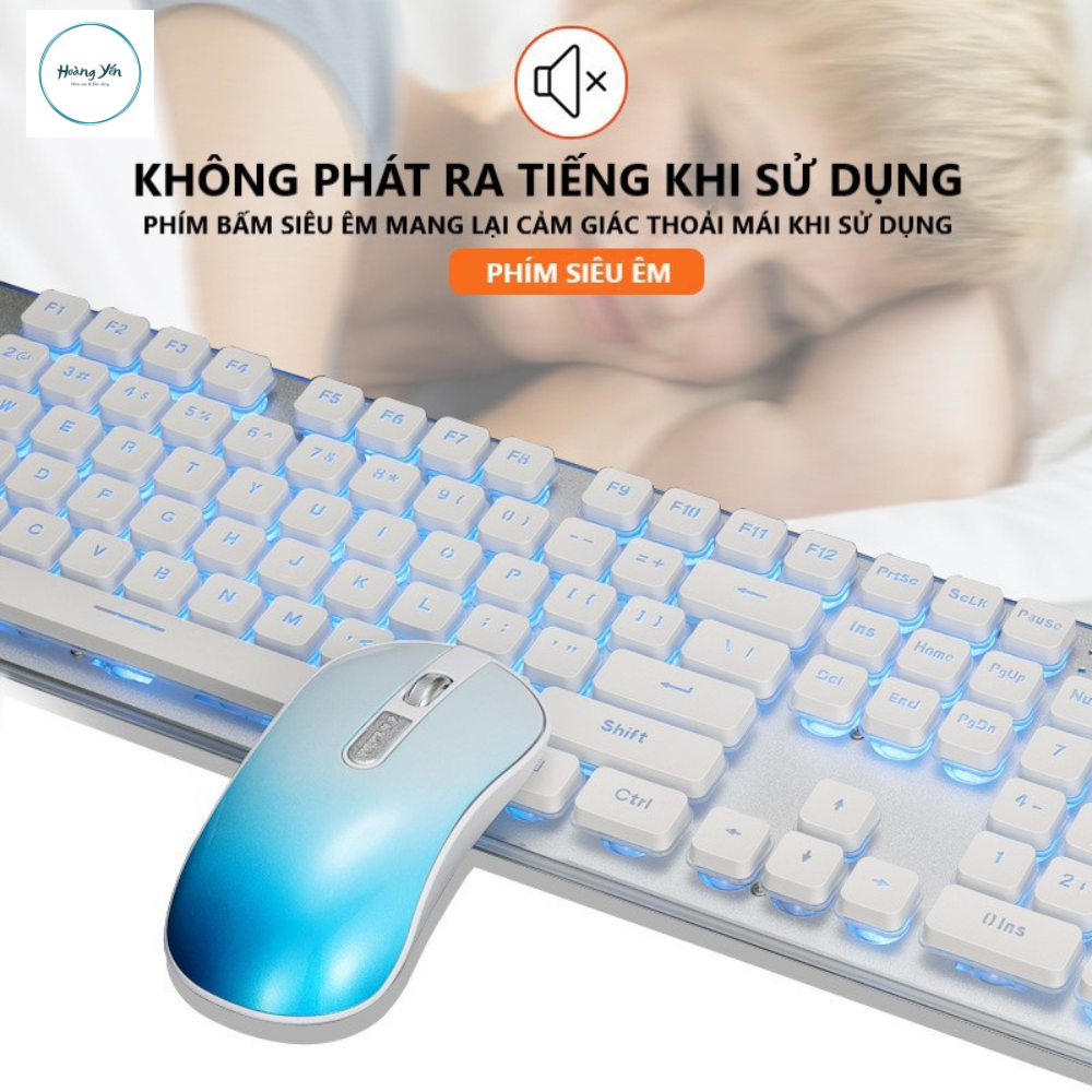 Bộ Bàn Phím Và Chuột Không Dây GLK350 PRO Có Đèn Led Siêu Đẹp, Sử Dụng Pin Sạc Siêu Trâu, Thiết Kế Mới