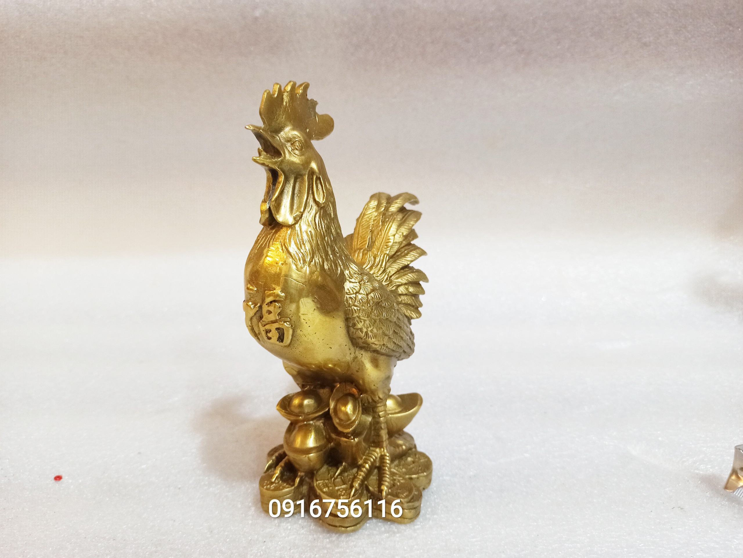 Tượng Gà Trống Bằng Đồng Thau cao 20cm-Linh vật phong thủy