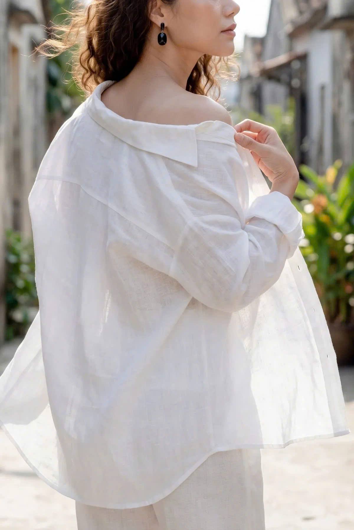 Áo Sơ Mi Oversize Linen Trắng Sương Top175 Thời trang Hity