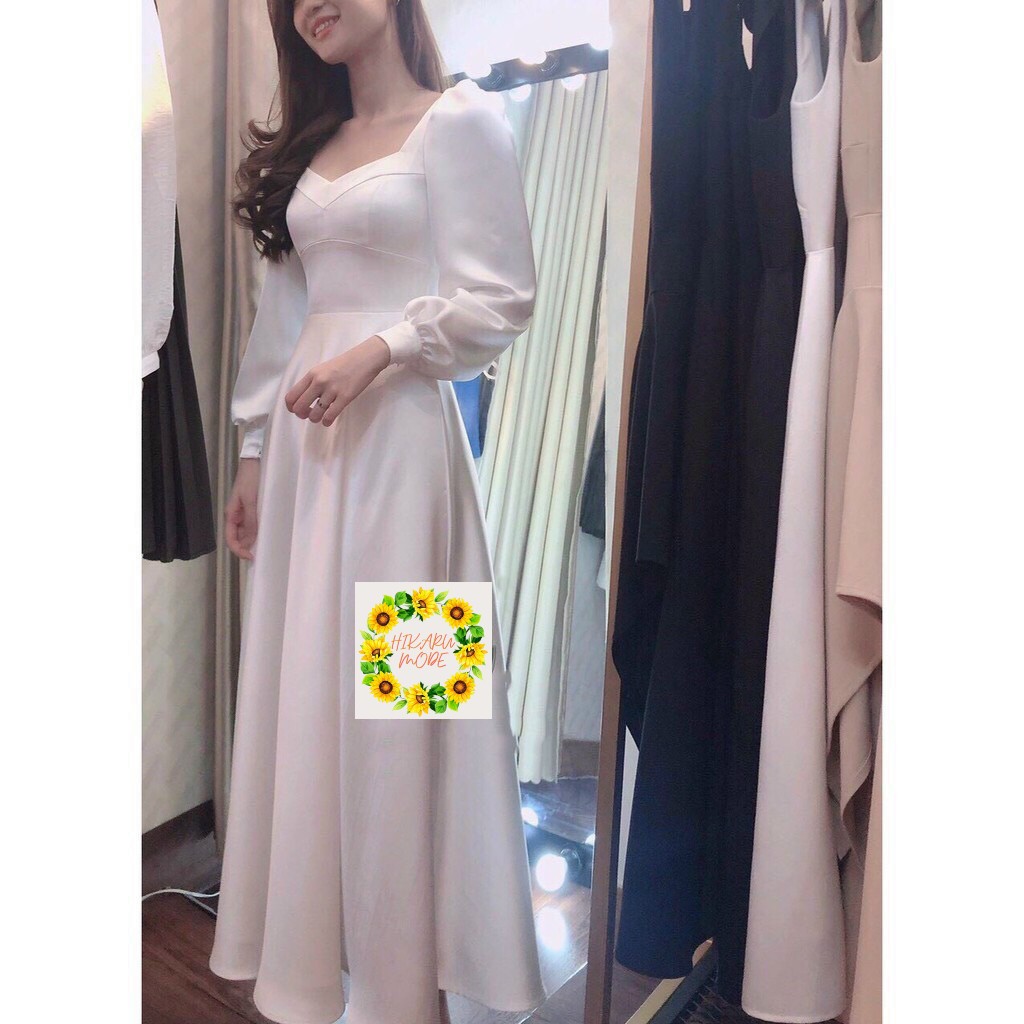 Đầm trắng tay dài đi tiệc