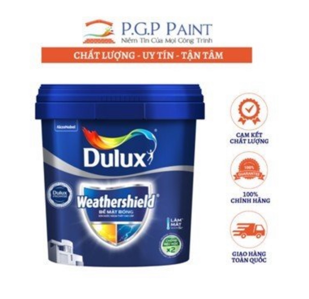 Sơn Ngoại Thất Dulux Weathershield BJ9 Bóng GIÚP Chống Thấm Vượt Trội Bảo Vệ Bề Mặt Tường, Chống Nấm Mốc (MÀU TRẮNG)