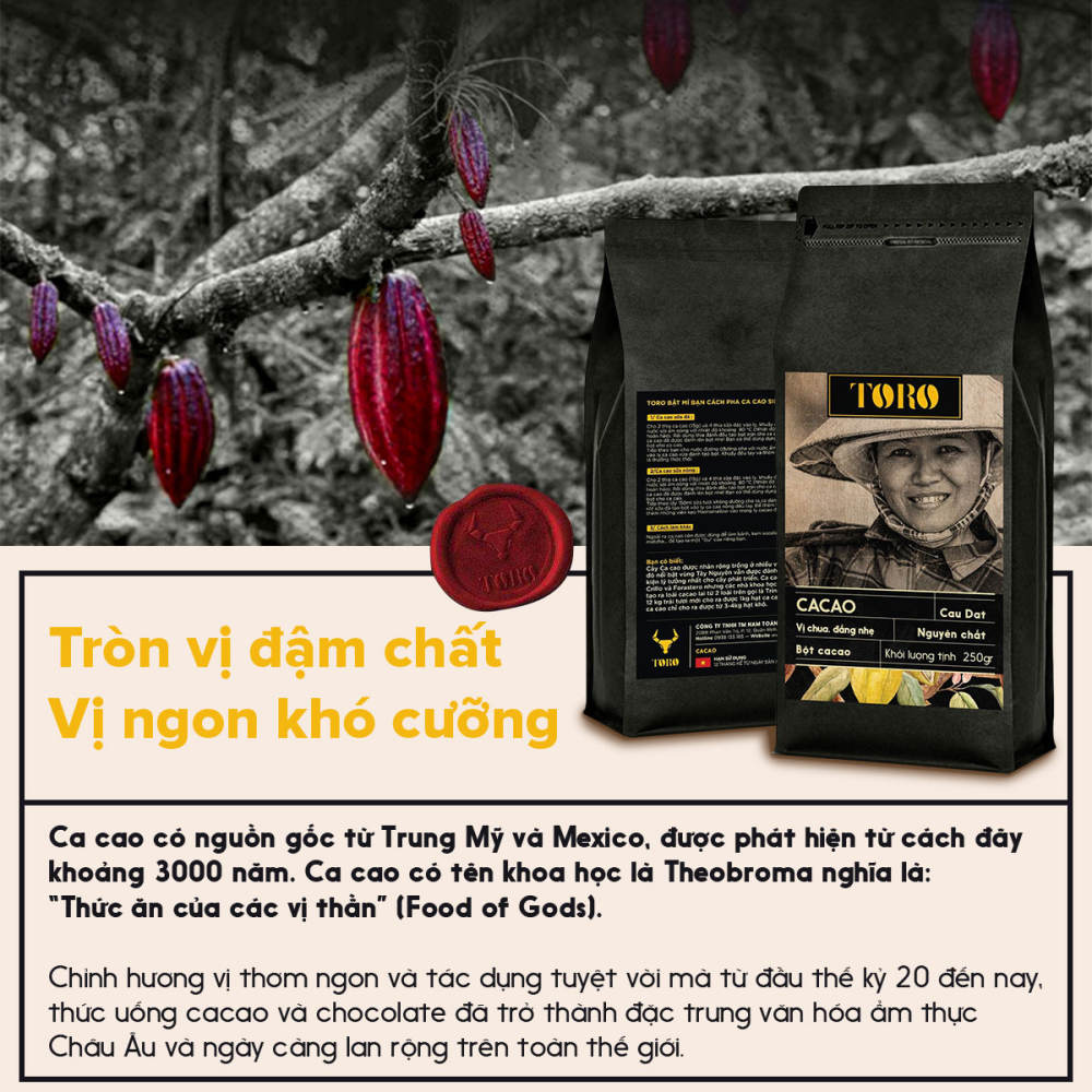 Bộ 2 Toro Cacao Nguyên Chất 100% | 500GR/Gói | TORO FARM