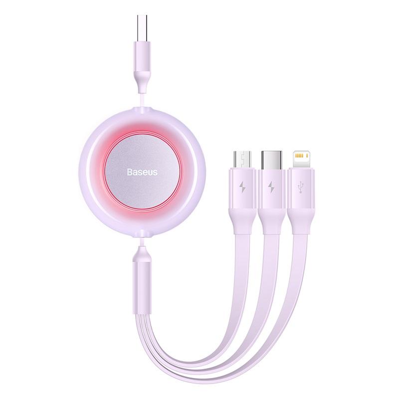 BaseusMall _ Cáp Sạc Baseus Bright Mirror 2 Series Retractable 3-in-1 Fast Charging Data Cable USB to M+L+C 3.5A (Hàng chính hãng)