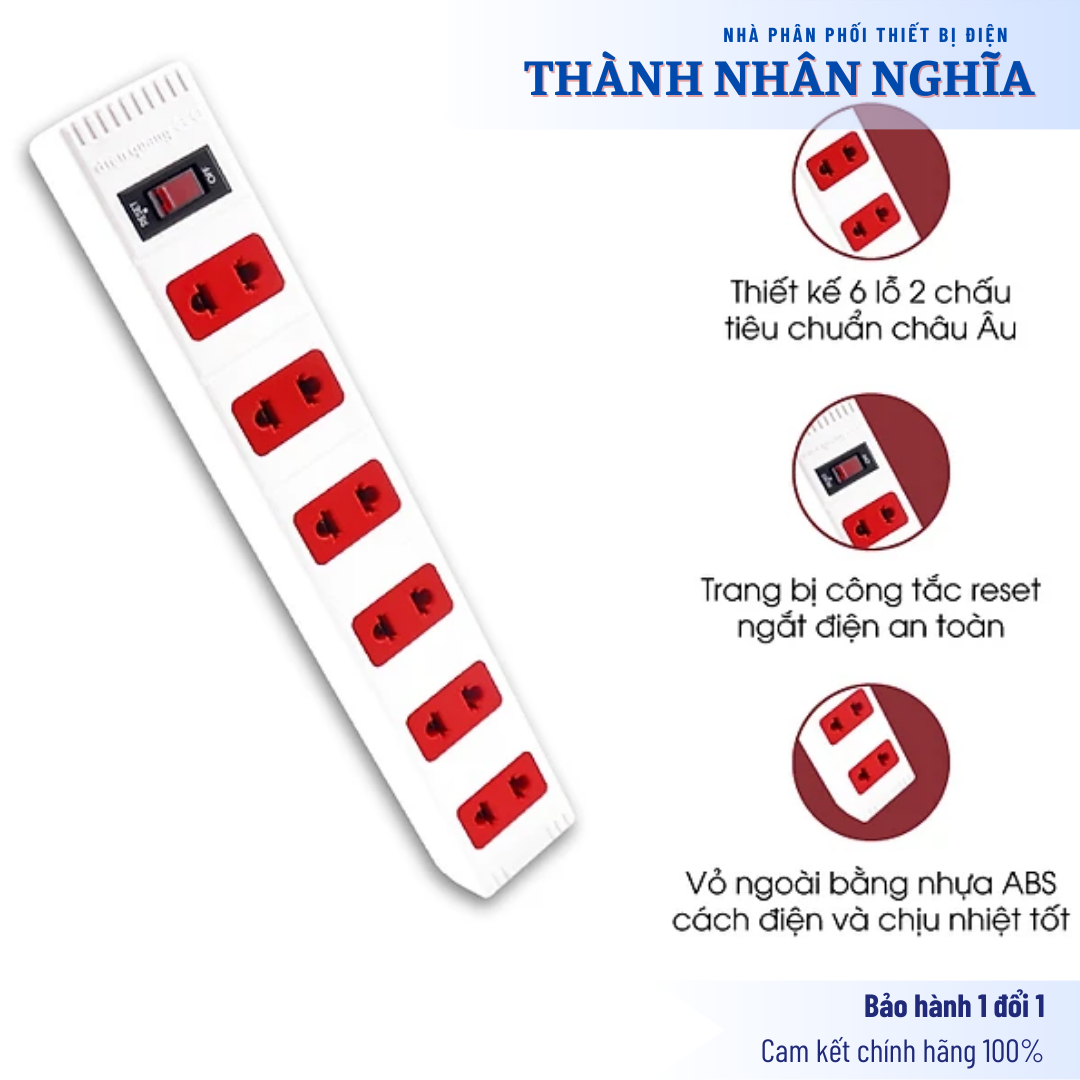 Ổ cắm Điện Quang ECO ĐQ ESK 62ECO (6 lỗ 2 chấu)