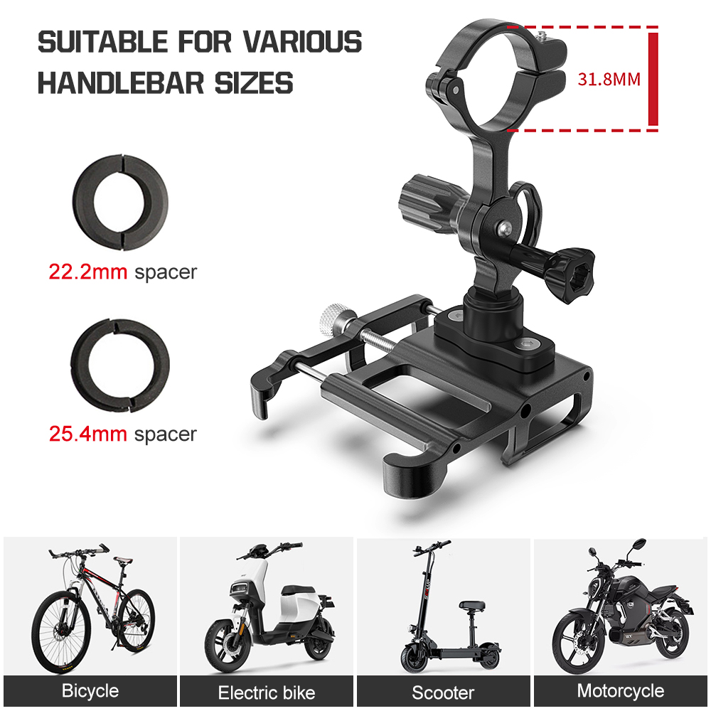 Giá đỡ điện thoại xe đạp bằng hợp kim nhôm, có thể xoay 360 độ